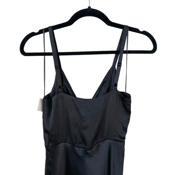 SOCIALITE New Satin Tie Front V-Neck Sleeveless Midi Length Dress Black Small - Picture 7 of 14